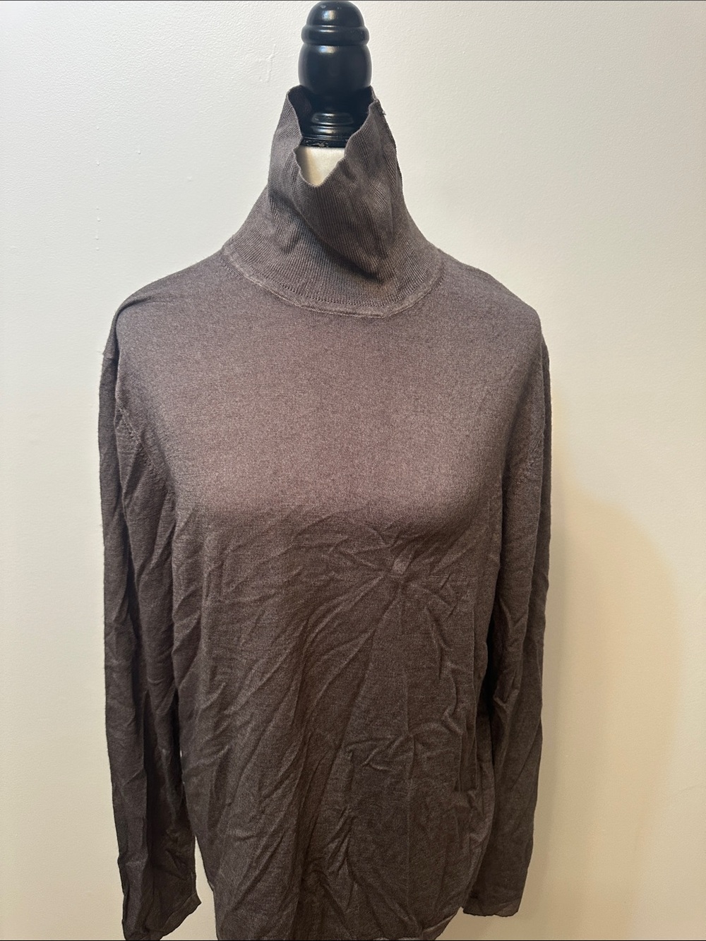 Men's Dark Brown Turtleneck Knit Sweater